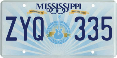 MS license plate ZYQ335