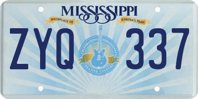 MS license plate ZYQ337