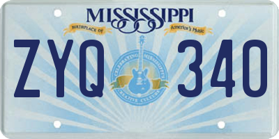 MS license plate ZYQ340