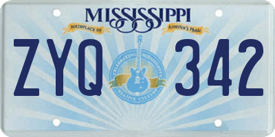 MS license plate ZYQ342