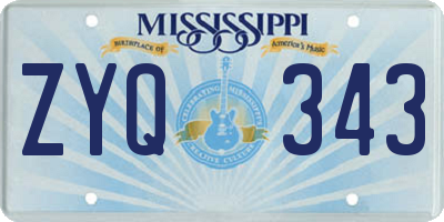 MS license plate ZYQ343