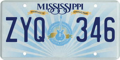 MS license plate ZYQ346