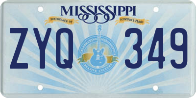 MS license plate ZYQ349