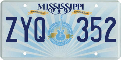 MS license plate ZYQ352