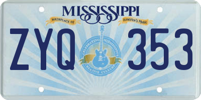 MS license plate ZYQ353