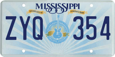 MS license plate ZYQ354