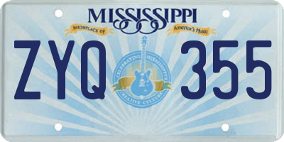 MS license plate ZYQ355