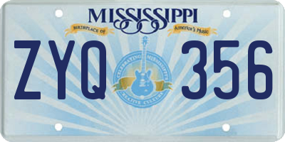 MS license plate ZYQ356