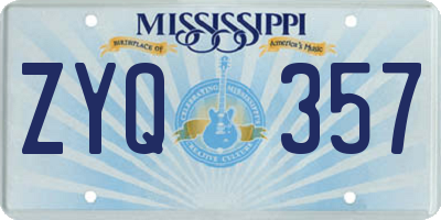 MS license plate ZYQ357