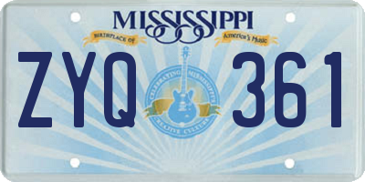 MS license plate ZYQ361