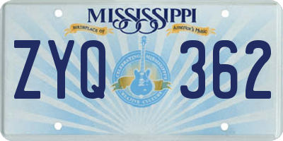MS license plate ZYQ362