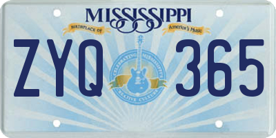 MS license plate ZYQ365
