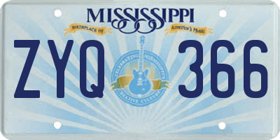 MS license plate ZYQ366
