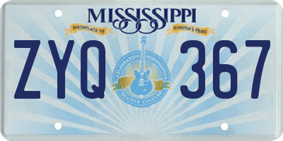 MS license plate ZYQ367