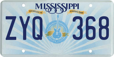 MS license plate ZYQ368
