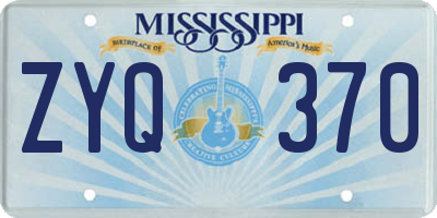 MS license plate ZYQ370