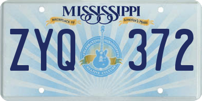 MS license plate ZYQ372