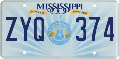 MS license plate ZYQ374