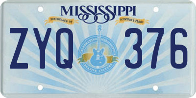 MS license plate ZYQ376