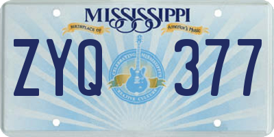 MS license plate ZYQ377