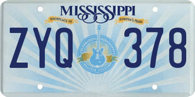 MS license plate ZYQ378