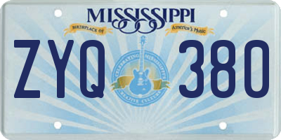MS license plate ZYQ380