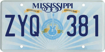 MS license plate ZYQ381
