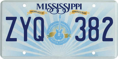 MS license plate ZYQ382