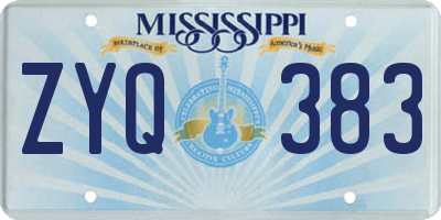 MS license plate ZYQ383