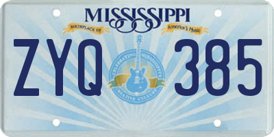 MS license plate ZYQ385