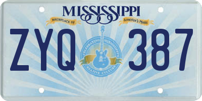 MS license plate ZYQ387