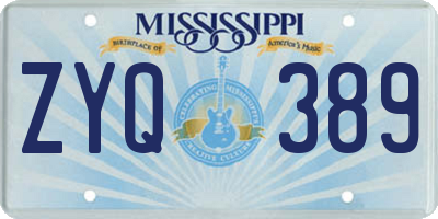 MS license plate ZYQ389