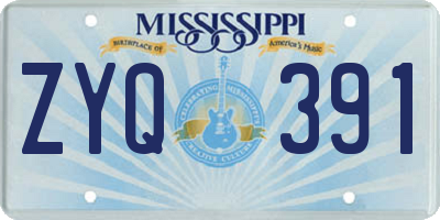 MS license plate ZYQ391