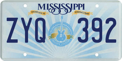 MS license plate ZYQ392