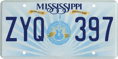 MS license plate ZYQ397