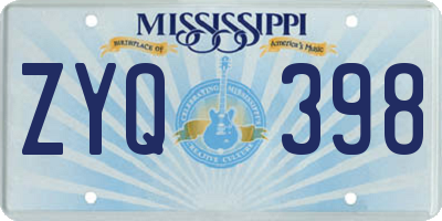 MS license plate ZYQ398