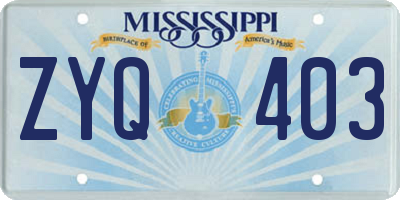 MS license plate ZYQ403