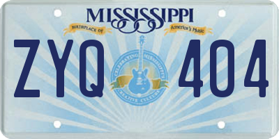 MS license plate ZYQ404