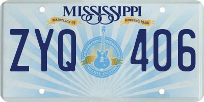 MS license plate ZYQ406