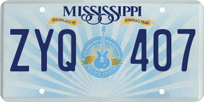 MS license plate ZYQ407