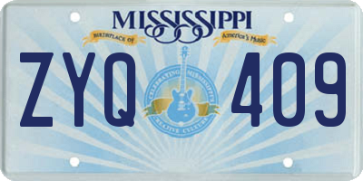 MS license plate ZYQ409