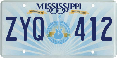 MS license plate ZYQ412
