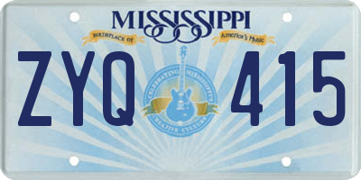 MS license plate ZYQ415