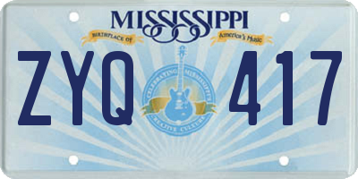 MS license plate ZYQ417