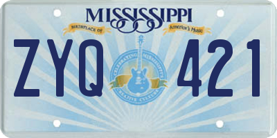 MS license plate ZYQ421