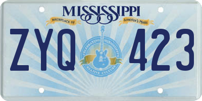MS license plate ZYQ423