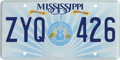 MS license plate ZYQ426