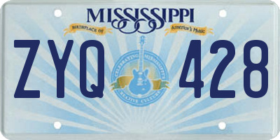 MS license plate ZYQ428