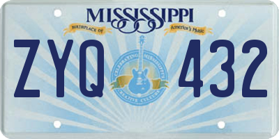 MS license plate ZYQ432