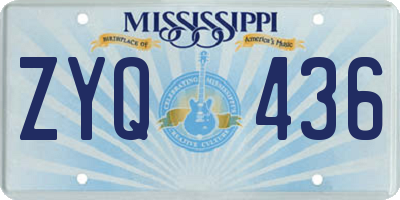 MS license plate ZYQ436